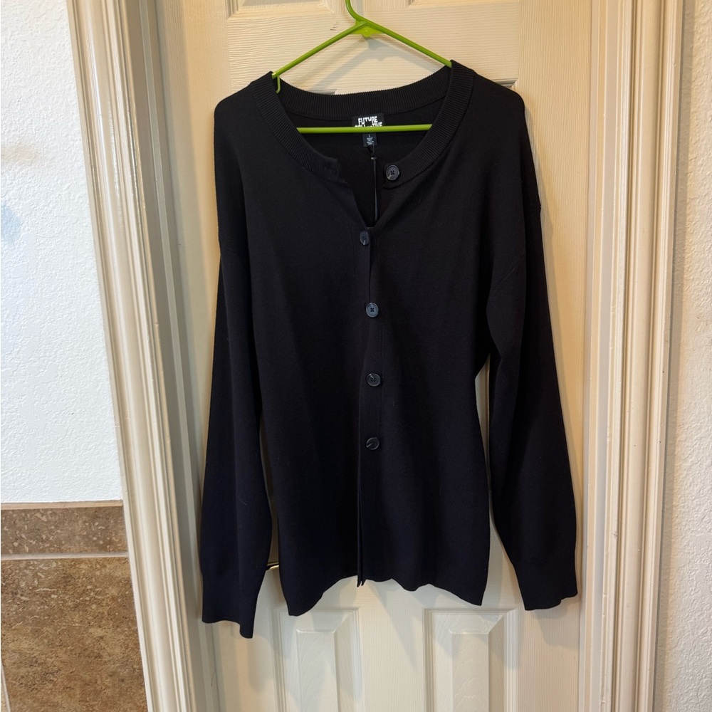 Chic Black Button-Up Cardigan